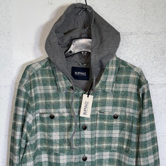 Buffalo David Bitton Men's Jakeim Plaid Hoodie Shacket forest green XL $99 - Picture 4 of 7